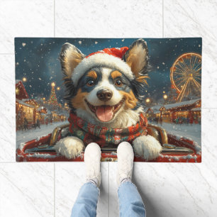 Blue Heeler Dog Roller Coaster Christmas Doormat