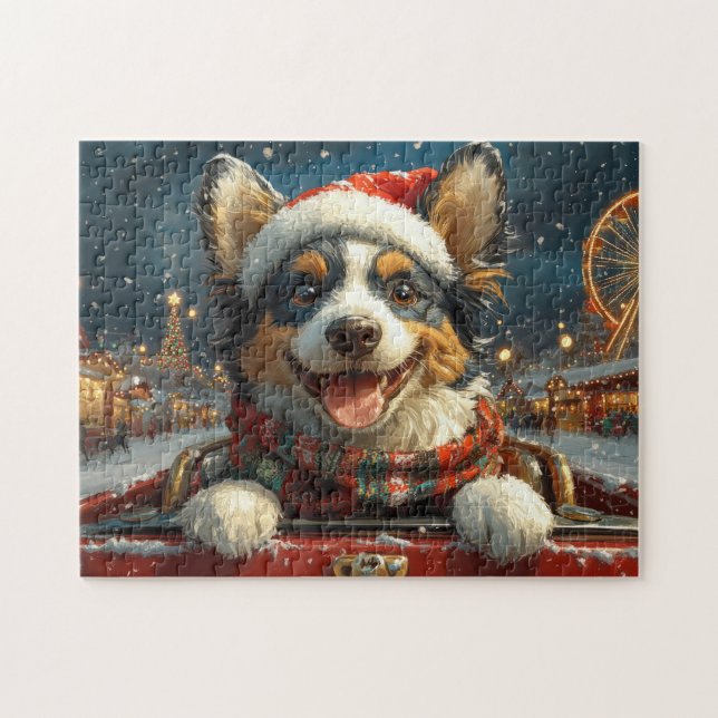 Blue Heeler Dog Roller Coaster Christmas Jigsaw Puzzle (Horizontal)