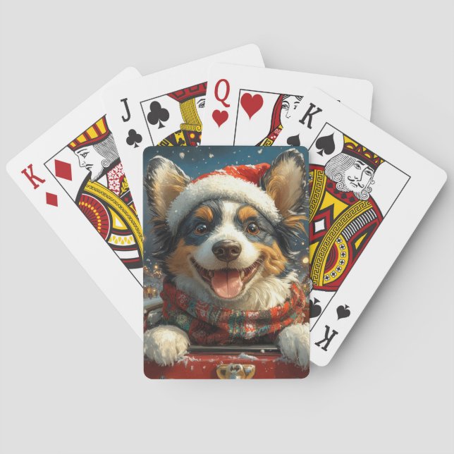 Blue Heeler Dog Roller Coaster Christmas Poker Cards (Back)