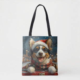 Blue Heeler Dog Roller Coaster Christmas Tote Bag