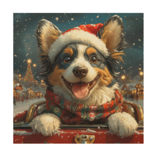 Blue Heeler Dog Roller Coaster Christmas Wood Wall Art