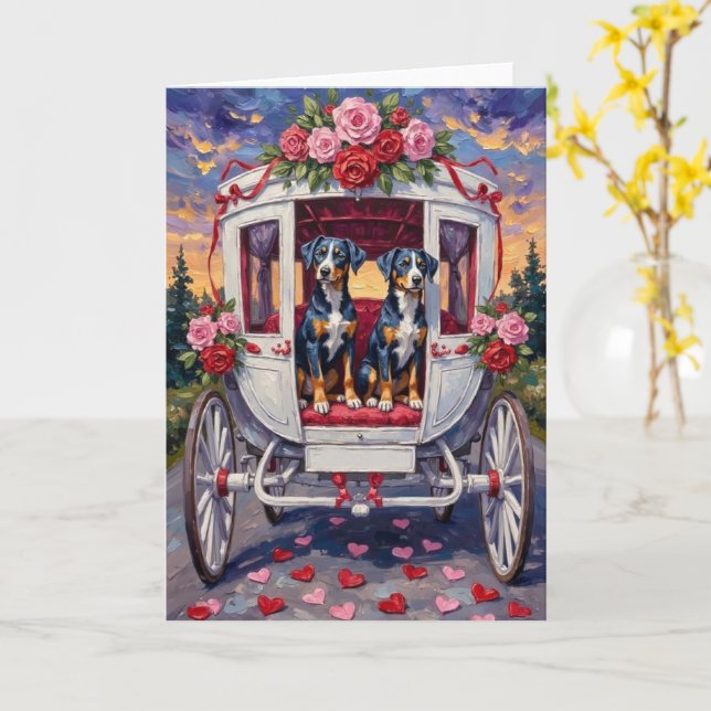 Blue Heeler Dog Valentine's Day Card (Yellow Flower)