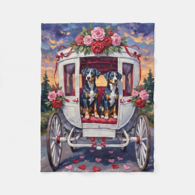 Blue Heeler Dog Valentine's Day Fleece Blanket (Front)