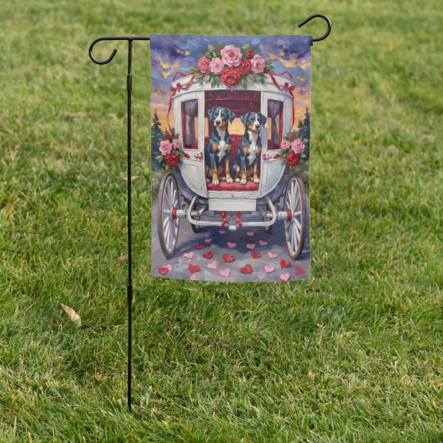 Blue Heeler Dog Valentine's Day Garden Flag (In SItu)