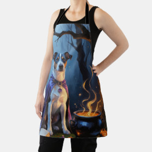Blue Heeler Dog Whimsical Halloween Painting Apron