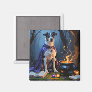 Blue Heeler Dog Whimsical Halloween Painting Magnet