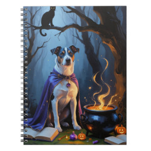 Blue Heeler Dog Whimsical Halloween Painting Notebook