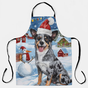 Blue Heeler Dog Winter Wonderland Christmas Joy Apron