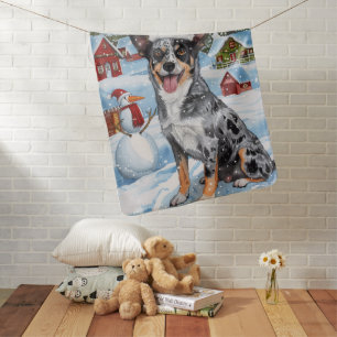 Blue Heeler Dog Winter Wonderland Christmas Joy Baby Blanket
