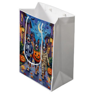 Blue Heeler Dogs Trick-or-Treating in Halloween Co Medium Gift Bag