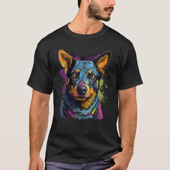 Blue Heeler Geometry Australian Cattle Dog Mandala T-Shirt (Front)