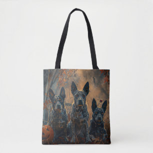 Blue Heeler Halloween Night Doggy Delight Tote Bag
