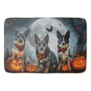 Blue Heeler Halloween Spooky Bath Mat