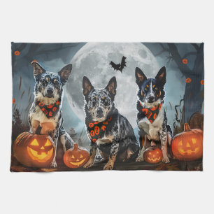 Blue Heeler Halloween Spooky Kitchen Towel