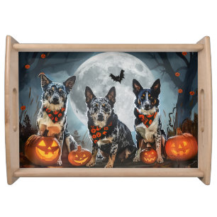 Blue Heeler Halloween Spooky Serving Tray