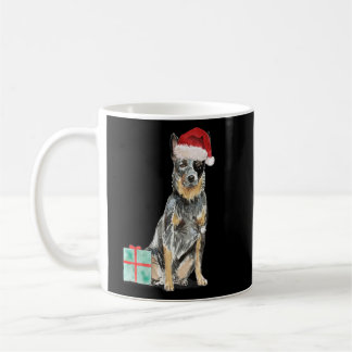 Blue Heeler Herding Aussie Puppy Christmas Santa H Coffee Mug