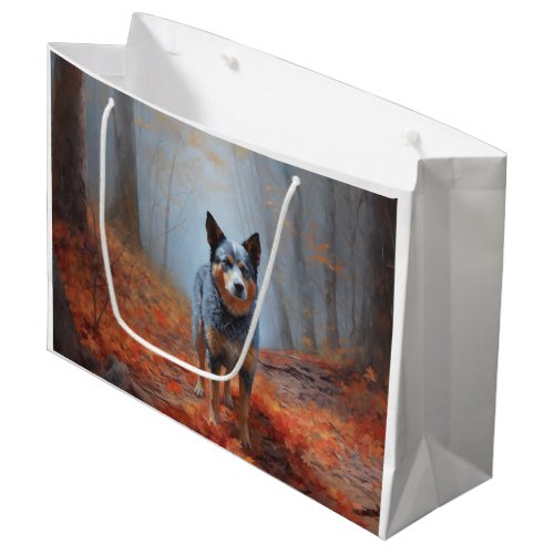 Blue Heeler in Autumn Leaves Fall Inspire Large Gift Bag