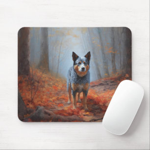 Blue Heeler in Autumn Leaves Fall Inspire Mouse Pad