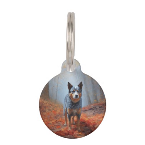 Blue Heeler in Autumn Leaves Fall Inspire Pet ID Tag