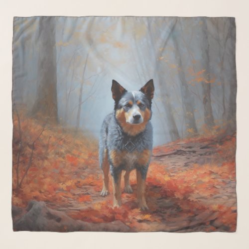 Blue Heeler in Autumn Leaves Fall Inspire Scarf