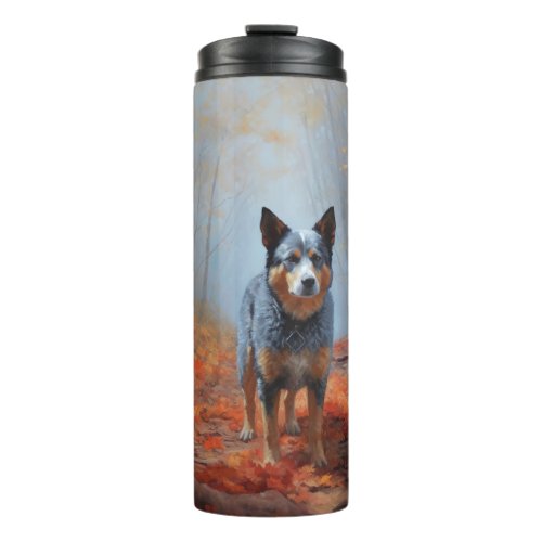 Blue Heeler in Autumn Leaves Fall Inspire Thermal Tumbler