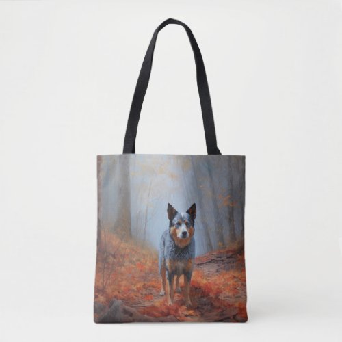 Blue Heeler in Autumn Leaves Fall Inspire Tote Bag