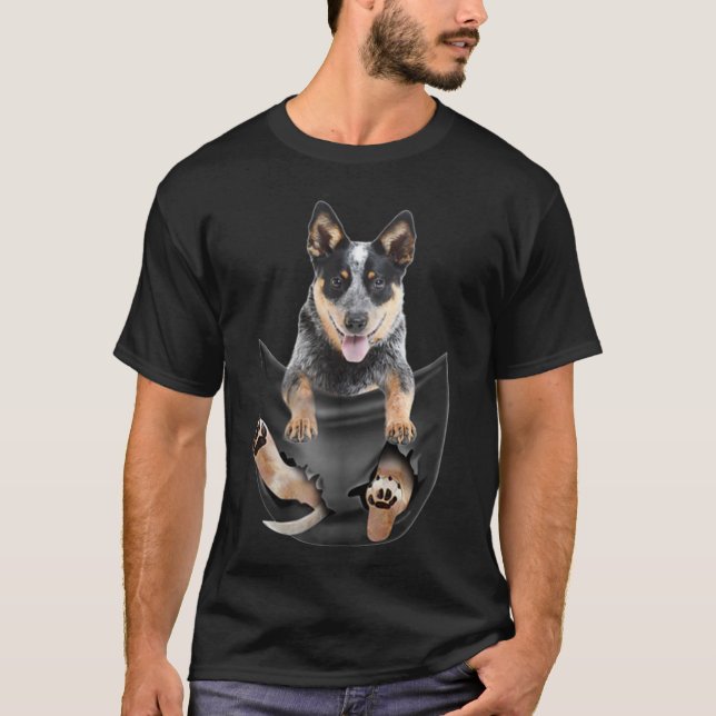 Blue Heeler In Pocket Puppy T   T-Shirt (Front)