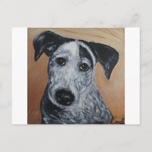 Blue Heeler Labrador Puppy Painting Postcard (Front)