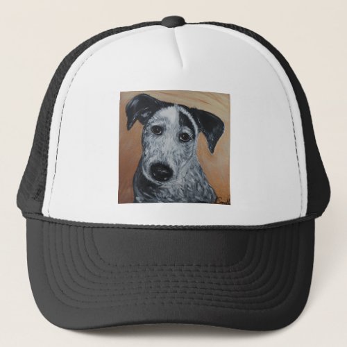 Blue Heeler Labrador Puppy Painting Trucker Hat
