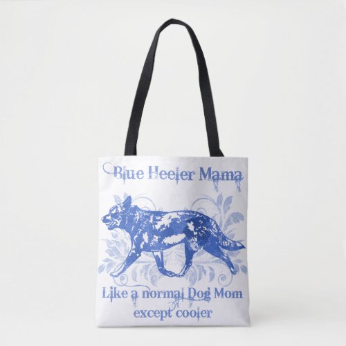 Blue Heeler Mama Watercolor Blue Add a Name Tote Bag
