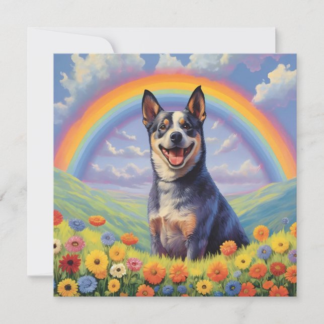 Blue Heeler Memorial Cute Custom Dog Name Rainbow (Front)