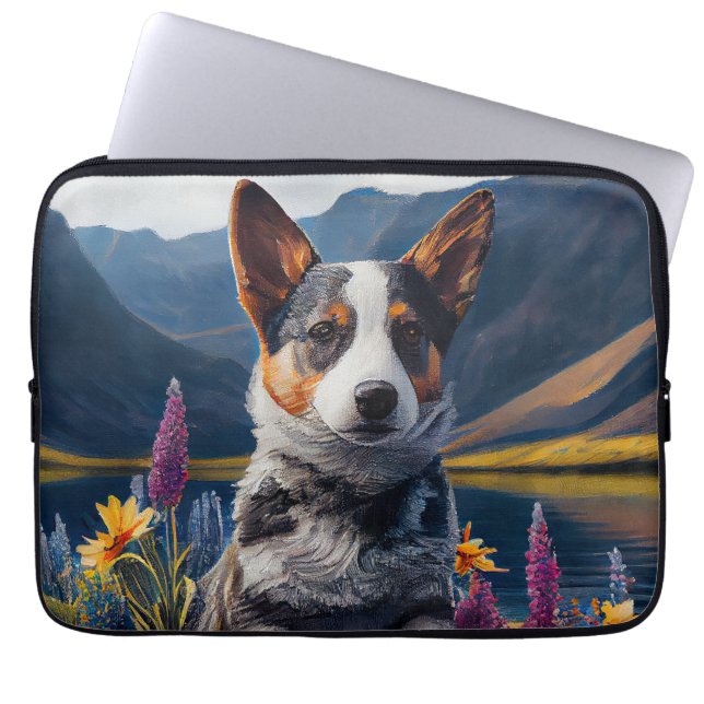 Blue Heeler on a Paddle: A Scenic Adventure Laptop Sleeve (Front)
