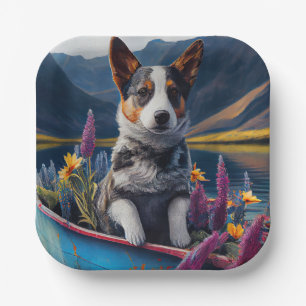 Blue Heeler on a Paddle: A Scenic Adventure Paper Plates