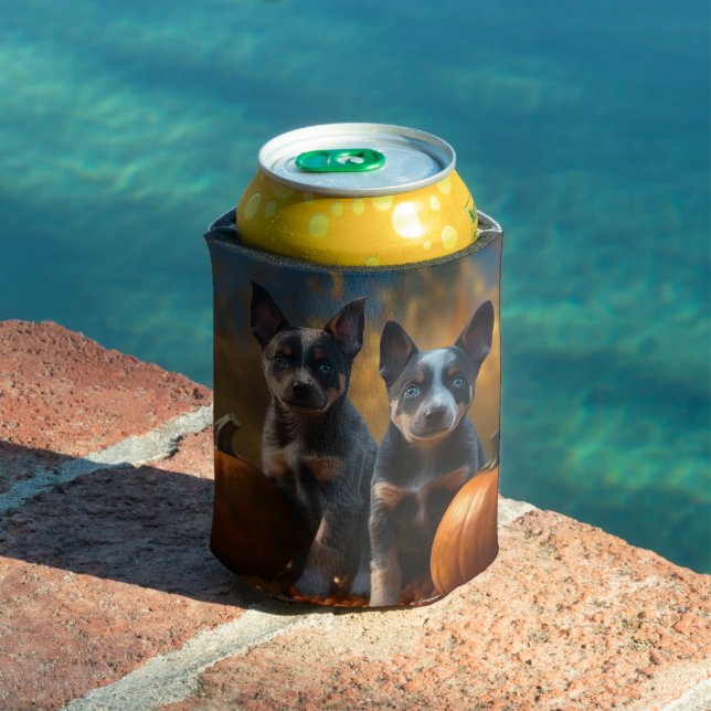 Blue Heeler Puppy Autumn Delight Pumpkin Can Cooler (In Situ Pool)