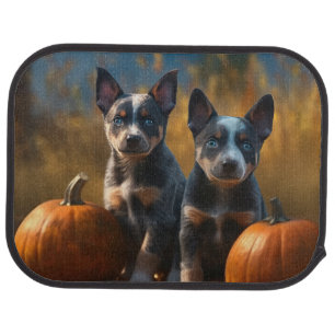 Blue Heeler Puppy Autumn Delight Pumpkin Car Floor Mat