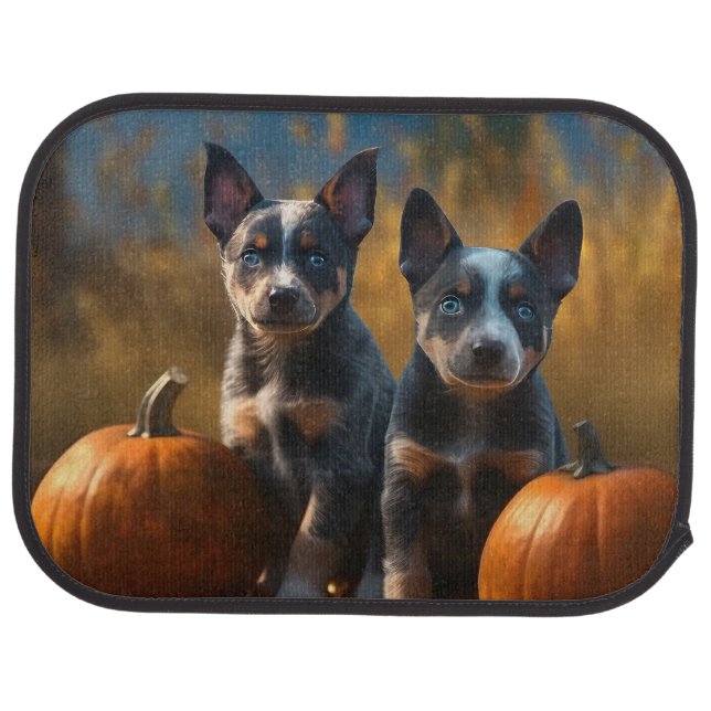 Blue Heeler Puppy Autumn Delight Pumpkin Car Floor Mat (Rear)