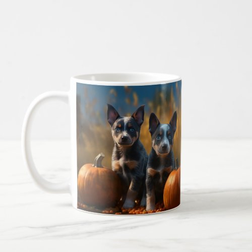 Blue Heeler Puppy Autumn Delight Pumpkin Coffee Mug