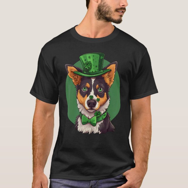 Blue Heeler shamrock St Patricks Day Australian Ca T-Shirt (Front)