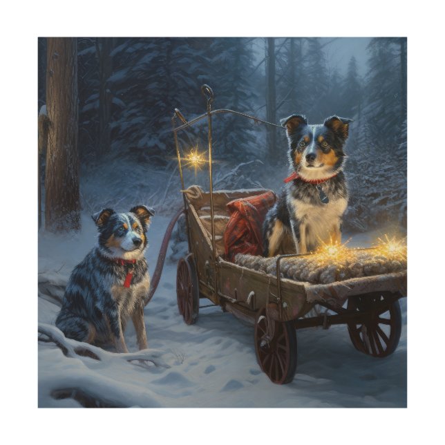 Blue Heeler Snowy Sleigh Christmas Decor  (Front)