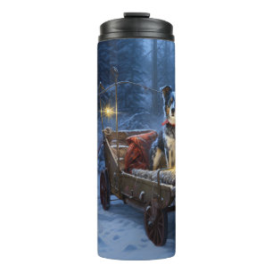 Blue Heeler Snowy Sleigh Christmas Decor  Thermal Tumbler