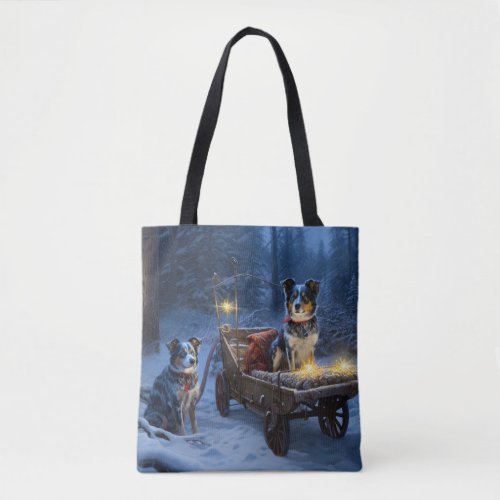 Blue Heeler Snowy Sleigh Christmas Decor  Tote Bag