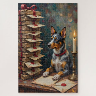 Blue Heeler Valentine's Day Vintage Love Letters Jigsaw Puzzle