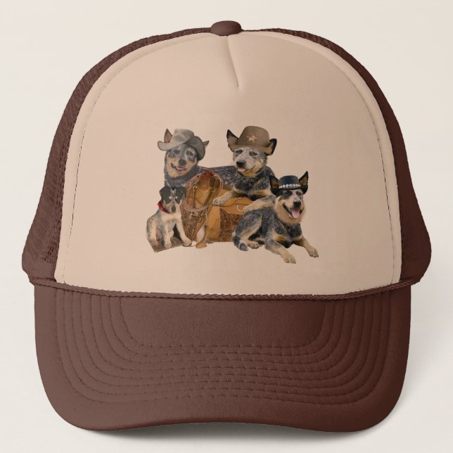 Blue Heeler Western Theme Apparel Trucker Hat (Front)