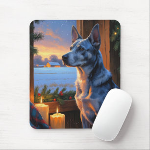 Blue Heeler With Christmas Lights Holiday Mouse Pad