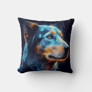 Blue Heeler with Dark Background Throw Pillow