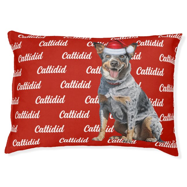 Blue Heeler with Dog's Name Christmas Pet Bed (Front)