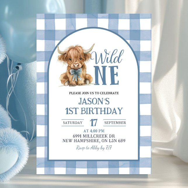Blue Heifer Bull First Birthday Invitation (Creator Uploaded)