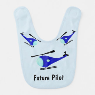Blue helicopter baby bib