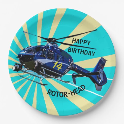 Blue Helicopter Paper Plates