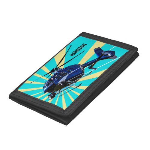 Blue Helicopter Trifold Wallet